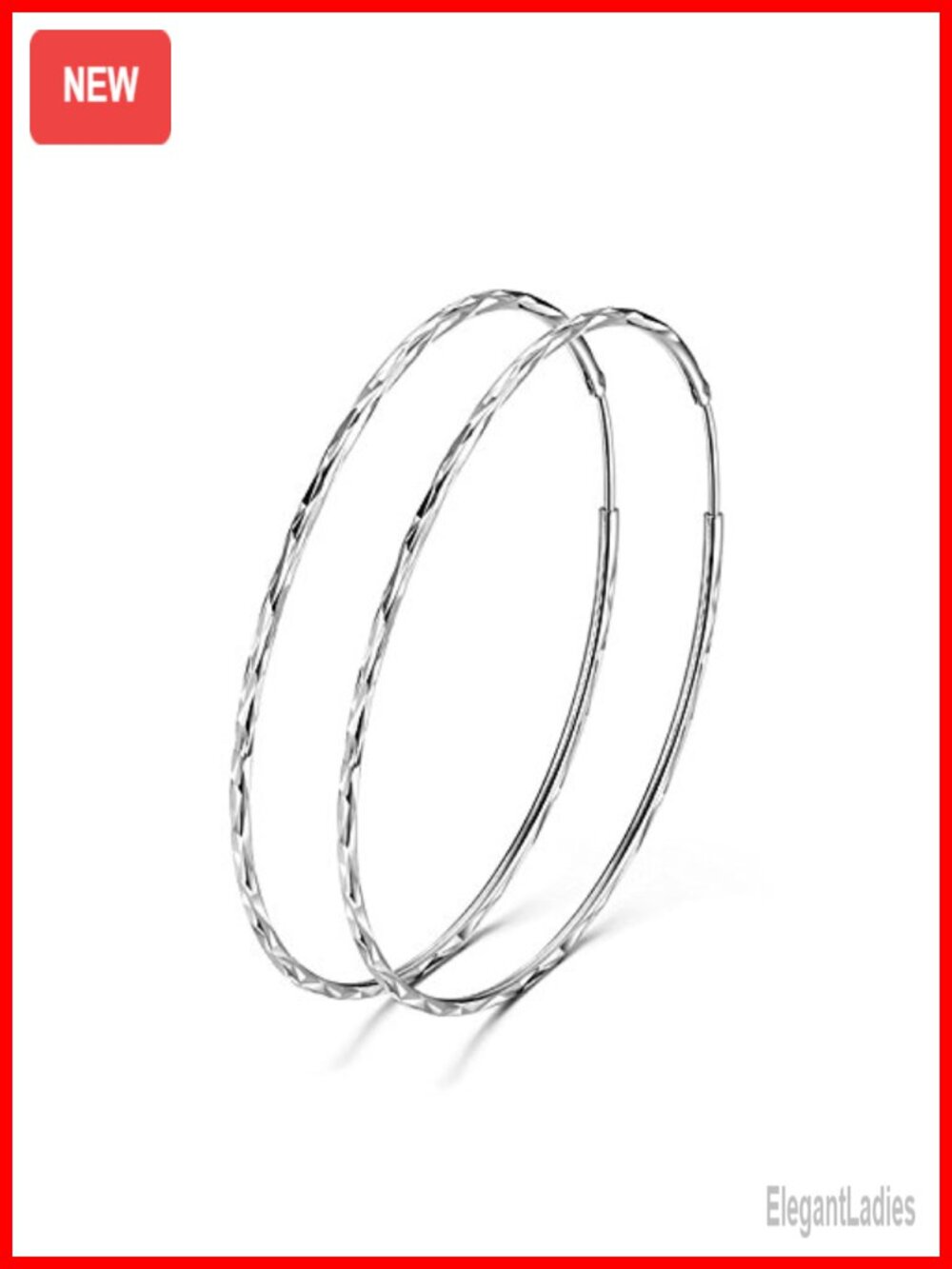 925 Sterling Silver Endless Hoop Earrings Hypoallergenic Lightweight